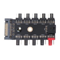 Контролер 4 Pin 10 x Cooler Fan hub SATA (Black)